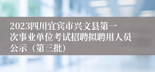 2023四川宜宾市兴文县第一次事业单位考试招聘拟聘用人员公示（第三批）