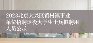 2023北京大兴区黄村镇事业单位招聘退役大学生士兵拟聘用人员公示