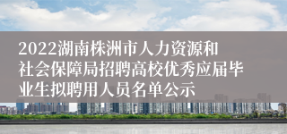 2022湖南株洲市人力资源和社会保障局招聘高校优秀应届毕业生拟聘用人员名单公示