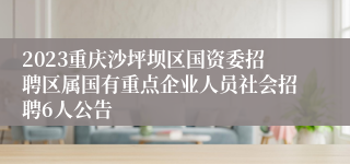 2023重庆沙坪坝区国资委招聘区属国有重点企业人员社会招聘6人公告