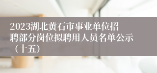 2023湖北黄石市事业单位招聘部分岗位拟聘用人员名单公示（十五）