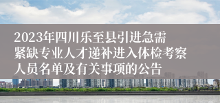 2023年四川乐至县引进急需紧缺专业人才递补进入体检考察人员名单及有关事项的公告