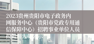 2023贵州贵阳市电子政务内网服务中心（贵阳市党政专用通信保障中心）招聘事业单位人员拟聘用人员公示