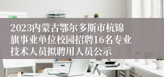 2023内蒙古鄂尔多斯市杭锦旗事业单位校园招聘16名专业技术人员拟聘用人员公示