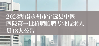 2023湖南永州市宁远县中医医院第一批招聘临聘专业技术人员18人公告