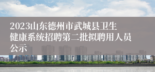 2023山东德州市武城县卫生健康系统招聘第二批拟聘用人员公示