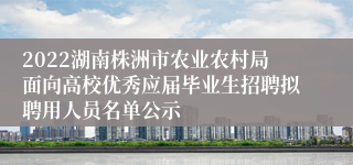 2022湖南株洲市农业农村局面向高校优秀应届毕业生招聘拟聘用人员名单公示