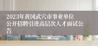 2023年黄冈武穴市事业单位公开招聘引进高层次人才面试公告