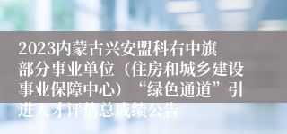 2023内蒙古兴安盟科右中旗部分事业单位（住房和城乡建设事业保障中心）“绿色通道”引进人才评估总成绩公告