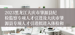 2023黑龙江大庆市肇源县纪检监察专项人才引进及大庆市肇源县专项人才引进拟进入体检和考核环节人员公示