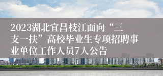 2023湖北宜昌枝江面向“三支一扶”高校毕业生专项招聘事业单位工作人员7人公告