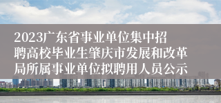 2023广东省事业单位集中招聘高校毕业生肇庆市发展和改革局所属事业单位拟聘用人员公示