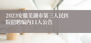 2023安徽芜湖市第三人民医院招聘编内11人公告