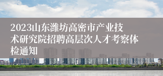 2023山东潍坊高密市产业技术研究院招聘高层次人才考察体检通知