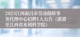 2023江西南昌市劳动保障事务代理中心招聘1人公告（派遣至江西省水利科学院）