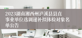 2023湖南湘西州泸溪县县直事业单位选调递补拟体检对象名单公告