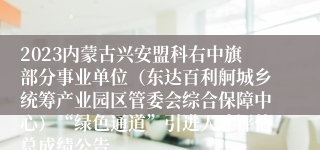 2023内蒙古兴安盟科右中旗部分事业单位（东达百利舸城乡统筹产业园区管委会综合保障中心）“绿色通道”引进人才评估总成绩公告