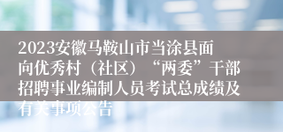 2023安徽马鞍山市当涂县面向优秀村（社区）“两委”干部招聘事业编制人员考试总成绩及有关事项公告