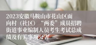 2023安徽马鞍山市花山区面向村（社区）“两委”成员招聘街道事业编制人员考生考试总成绩及有关事项公告