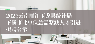 2023云南丽江玉龙县统计局下属事业单位急需紧缺人才引进拟聘公示