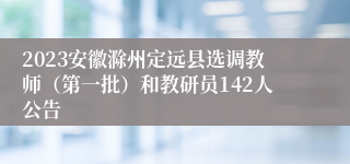 2023安徽滁州定远县选调教师（第一批）和教研员142人公告