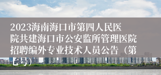 2023海南海口市第四人民医院共建海口市公安监所管理医院招聘编外专业技术人员公告（第七号）