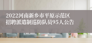 2022河南新乡市平原示范区招聘派遣制巡防队员95人公告