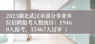 2023湖北武汉市部分事业单位招聘报考人数统计：19460人报考，15467人过审（截止7月31日18时）