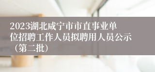 2023湖北咸宁市市直事业单位招聘工作人员拟聘用人员公示（第二批）