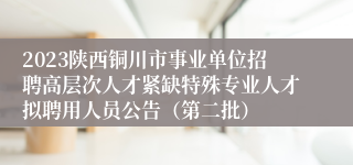 2023陕西铜川市事业单位招聘高层次人才紧缺特殊专业人才拟聘用人员公告（第二批）