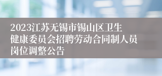 2023江苏无锡市锡山区卫生健康委员会招聘劳动合同制人员岗位调整公告