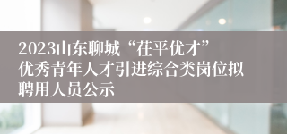 2023山东聊城“茌平优才”优秀青年人才引进综合类岗位拟聘用人员公示