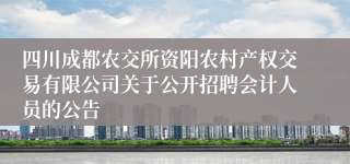 四川成都农交所资阳农村产权交易有限公司关于公开招聘会计人员的公告