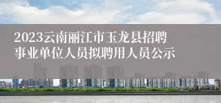 2023云南丽江市玉龙县招聘事业单位人员拟聘用人员公示