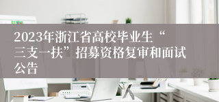 2023年浙江省高校毕业生“三支一扶”招募资格复审和面试公告