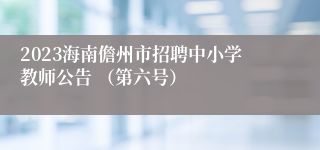 2023海南儋州市招聘中小学教师公告 （第六号）