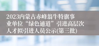 2023内蒙古赤峰翁牛特旗事业单位“绿色通道”引进高层次人才拟引进人员公示(第三批)