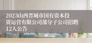 2023山西晋城市国有资本投资运营有限公司部分子公司招聘12人公告