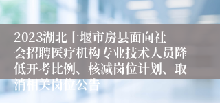 2023湖北十堰市房县面向社会招聘医疗机构专业技术人员降低开考比例、核减岗位计划、取消相关岗位公告