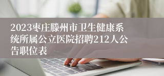 2023枣庄滕州市卫生健康系统所属公立医院招聘212人公告职位表