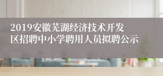 2019安徽芜湖经济技术开发区招聘中小学聘用人员拟聘公示