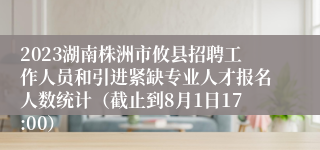 2023湖南株洲市攸县招聘工作人员和引进紧缺专业人才报名人数统计（截止到8月1日17:00）