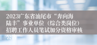 2023广东省汕尾市“奔向海陆丰”事业单位（综合类岗位）招聘工作人员笔试加分资格审核公告