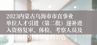 2023内蒙古乌海市市直事业单位人才引进（第二批）递补进入资格复审、体检、考察人员及调整岗位引进数量的公告