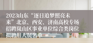 2023山东“逐日追梦照亮未来”北京、西安、济南高校专场招聘岚山区事业单位综合类岗位拟聘用人员名单