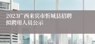 2023广西来宾市忻城县招聘拟聘用人员公示