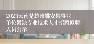 2023云南楚雄州姚安县事业单位紧缺专业技术人才招聘拟聘人员公示