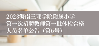 2023海南三亚学院附属小学第一次招聘教师第一批体检合格人员名单公告（第6号）