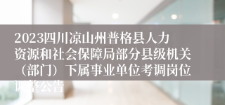 2023四川凉山州普格县人力资源和社会保障局部分县级机关（部门）下属事业单位考调岗位调整公告