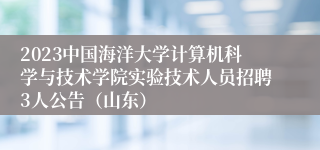 2023中国海洋大学计算机科学与技术学院实验技术人员招聘3人公告（山东）